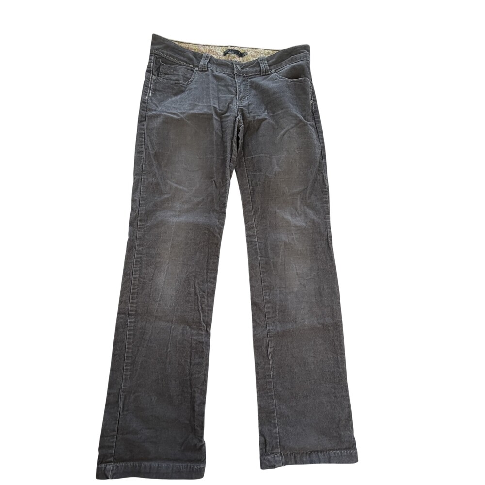 PrAna Pants Womens 8 Gray Corduroy Straight Leg Casual Chino 34x31 Pockets